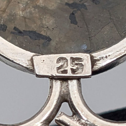 ヴィンテージ ラブラドライト&純銀 ペンダント 純銀極太ネックレス付き